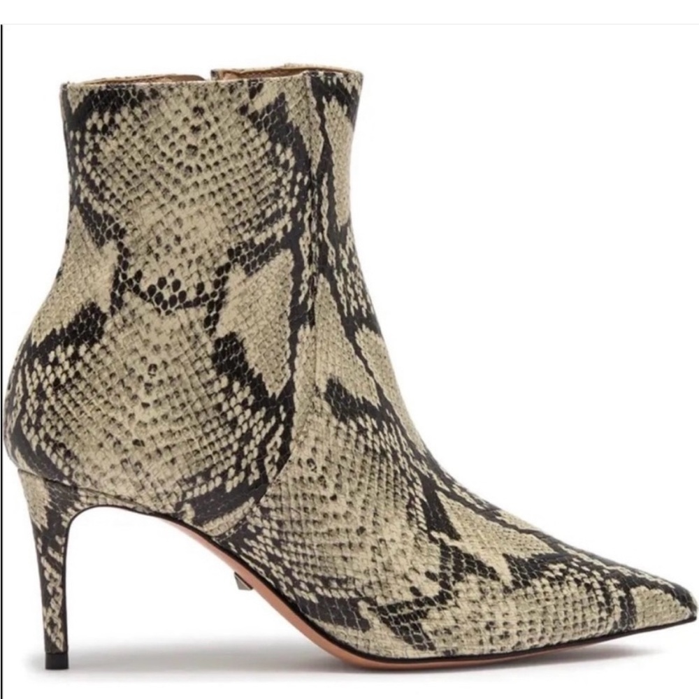 SCHUTZ Women's Bette Snake-Embossed High-Heel Booties, Size 9, EUC